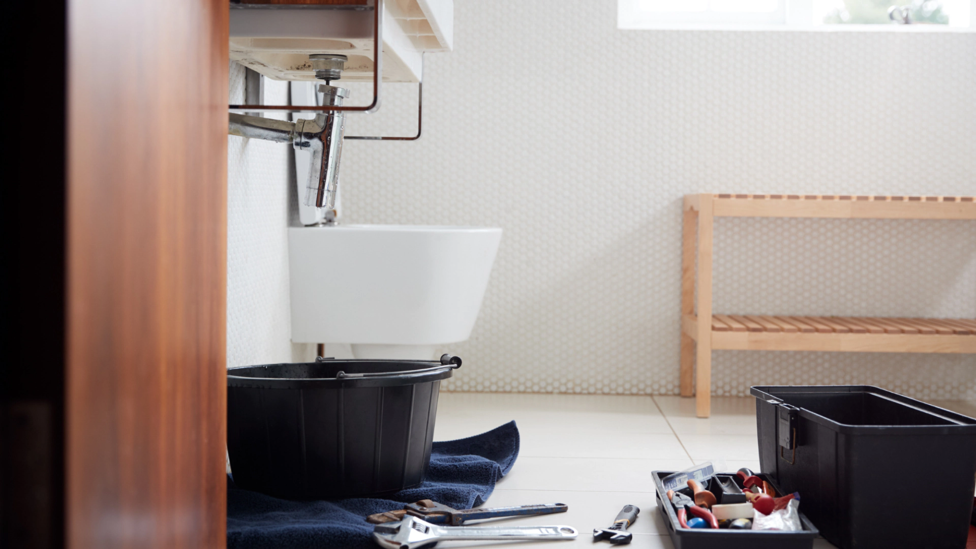 line repair in bathroom